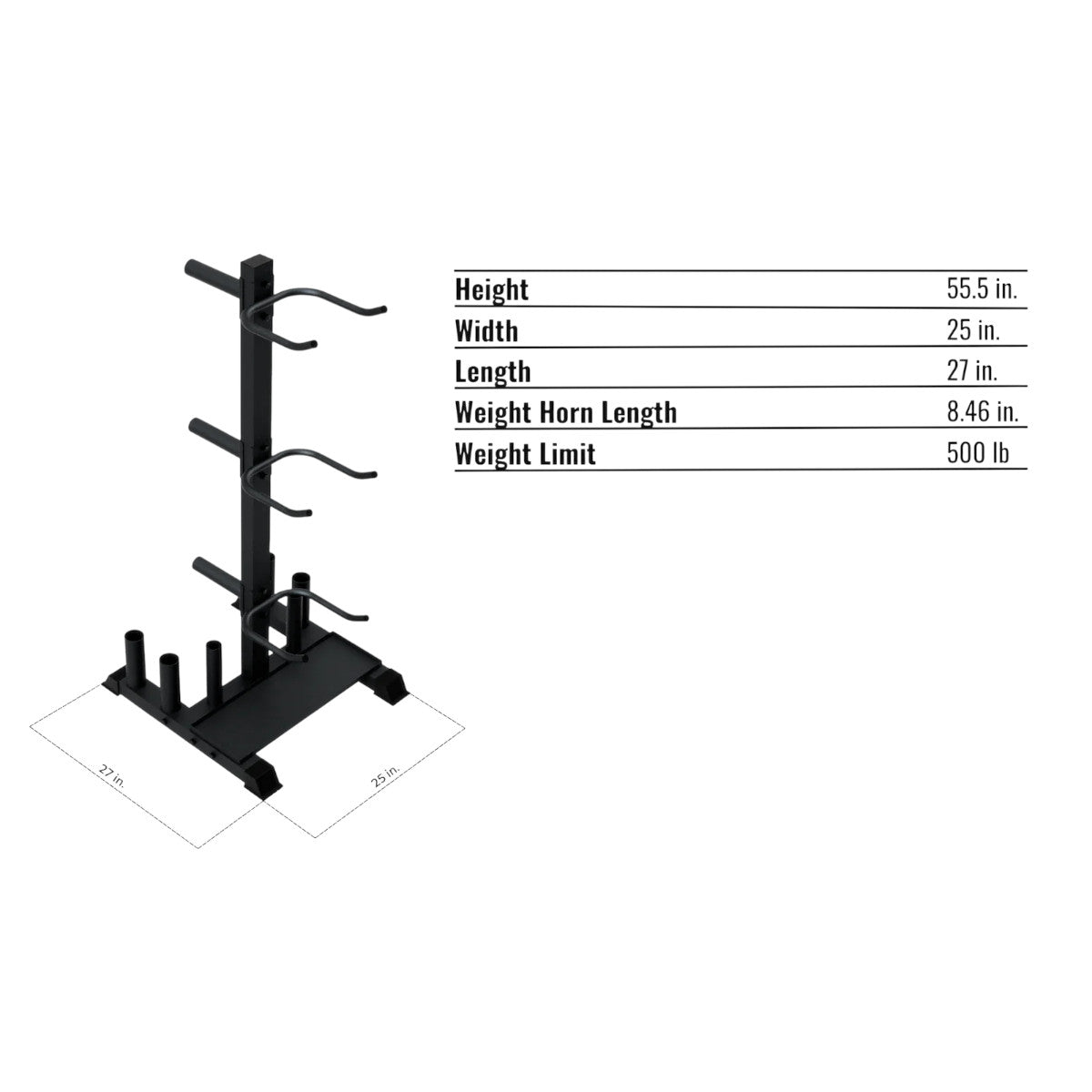 Troy Barbell VTX G-MR Vertical Multipurpose Storage Rack specifications.