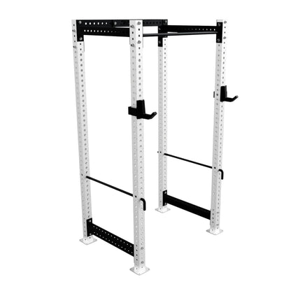 Troy Barbell G-PR-3010 White Apollo Power Rack side view.