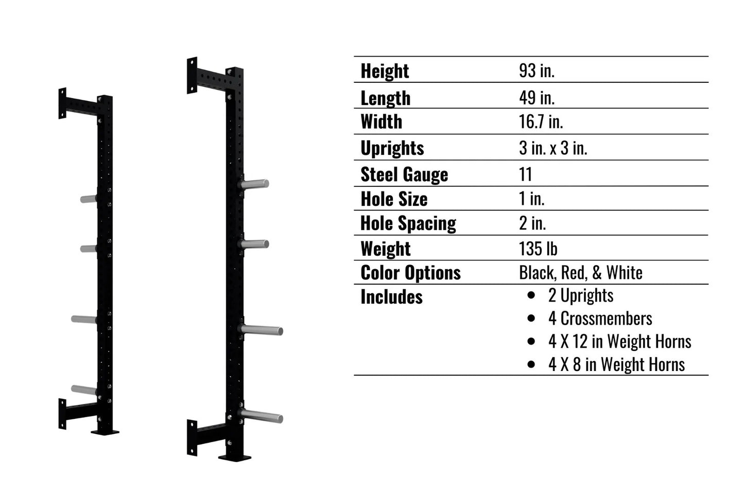 Troy Barbell G-PR-3015 Apollo Power Rack Weight Horn Extension specs.