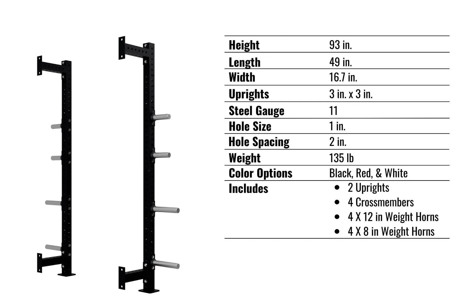 Troy Barbell G-PR-3015 Apollo Power Rack Weight Horn Extension specs.