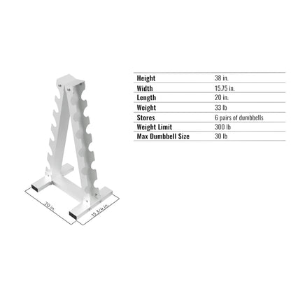 Troy Barbell USA Sports GADR-6 A Frame Dumbbell Rack Specifications.