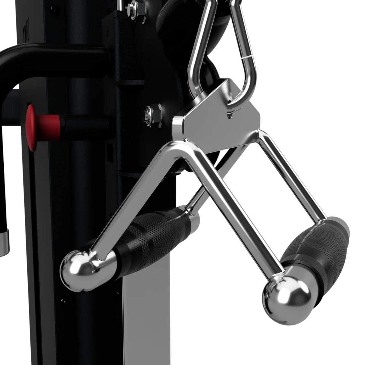 Troy Barbell VTX GCT-R Chinning Triangle with Rubber Grip attached to cable-cross.