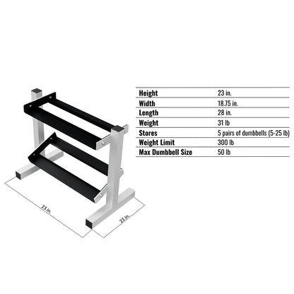 Troy Barbell USA Sports GHDR-5 Mini Dumbbell Rack specs.