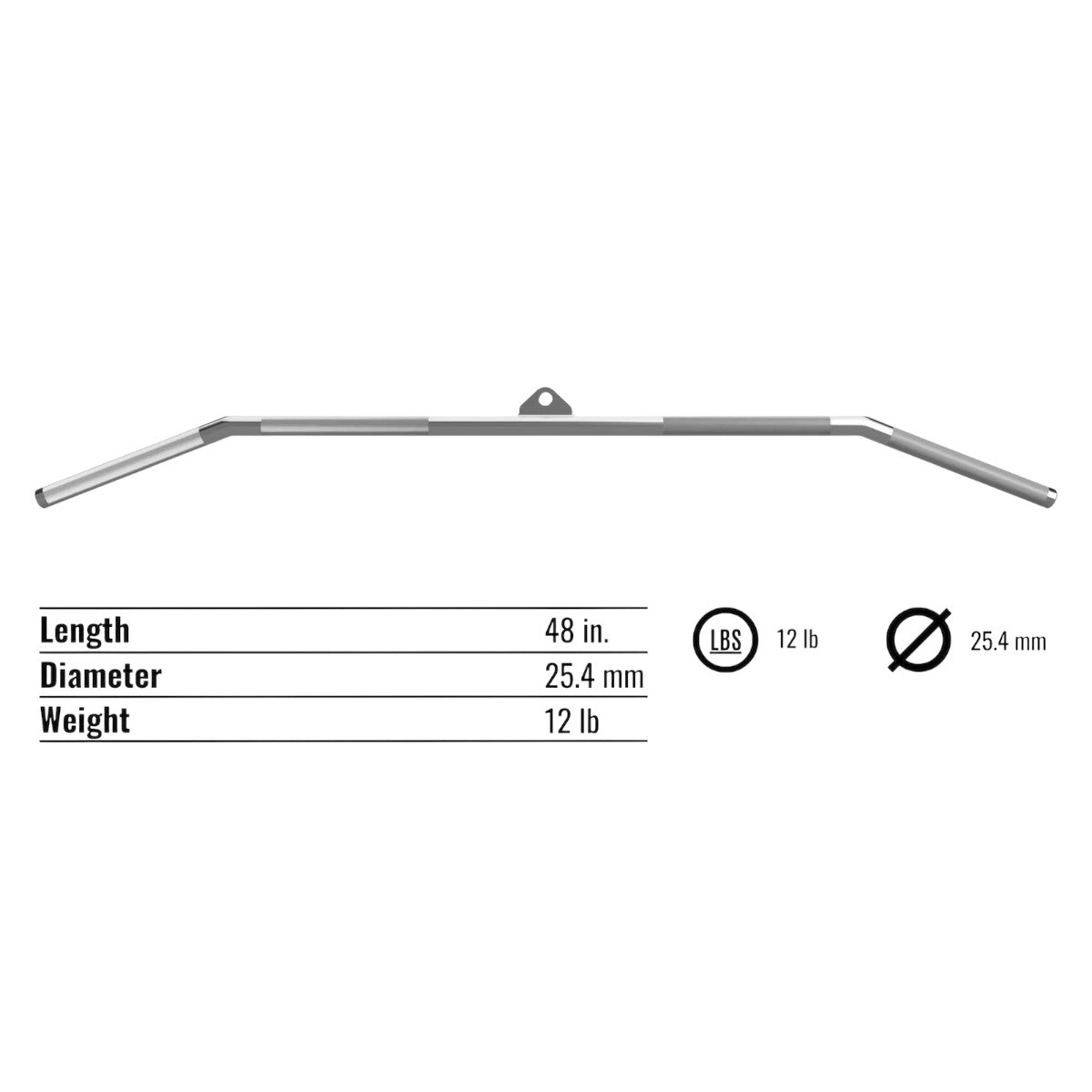 Troy Barbell USA Sports GLB-48 inch Lat Bar specifications.