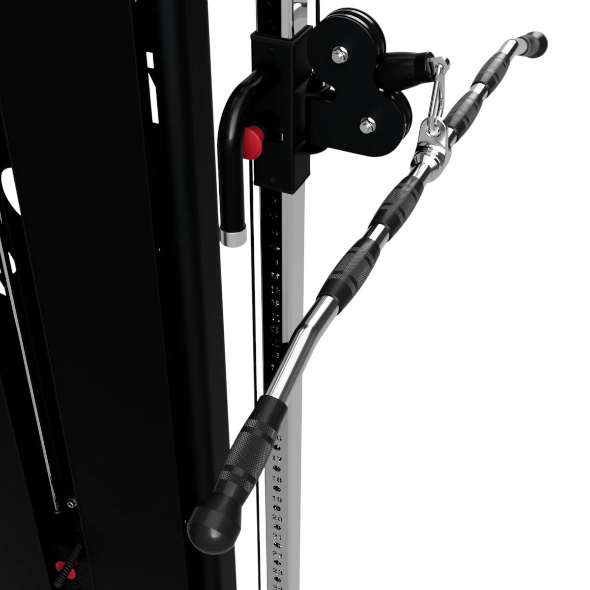 Troy Barbell VTX GLB-48SR High Quality Lat Bar w/Rubber Grip attached to cable-cross.