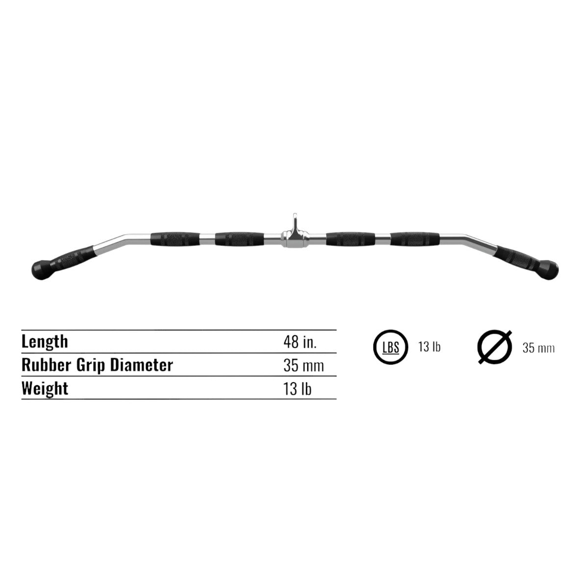 Troy Barbell VTX GLB-48SR High Quality Lat Bar w/Rubber Grip specifications.