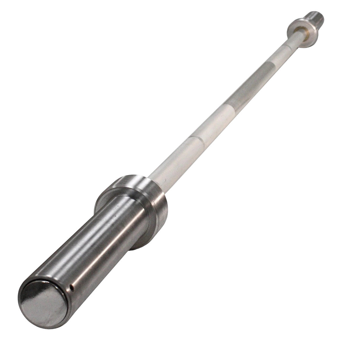 Troy Barbell VTX GOB-300LZ Light Weight Aluminum Olympic Bar angle view.