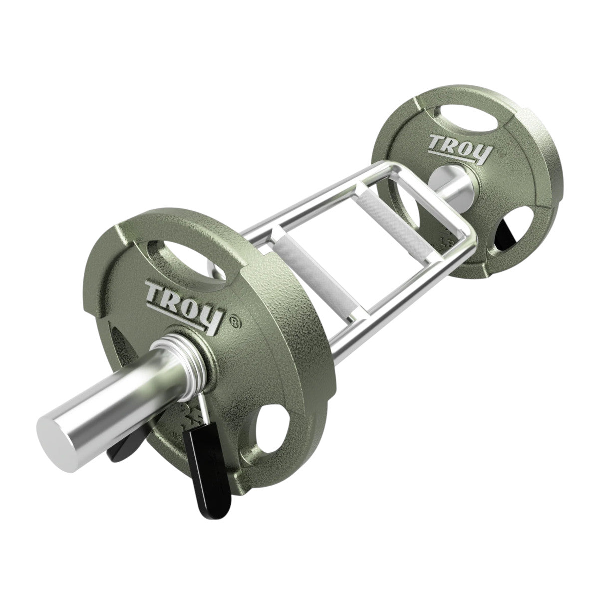 Troy Barbell USA Sports GOT-34 Olympic Tricep Bar with interlocking weight plates.