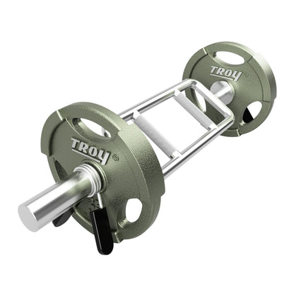 Troy Barbell USA Sports GOT-34 Olympic Tricep Bar with interlocking weight plates.