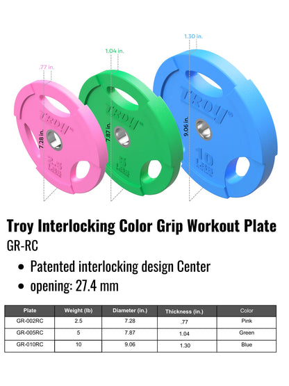 Troy Barbell GR-RC color plate specifications.