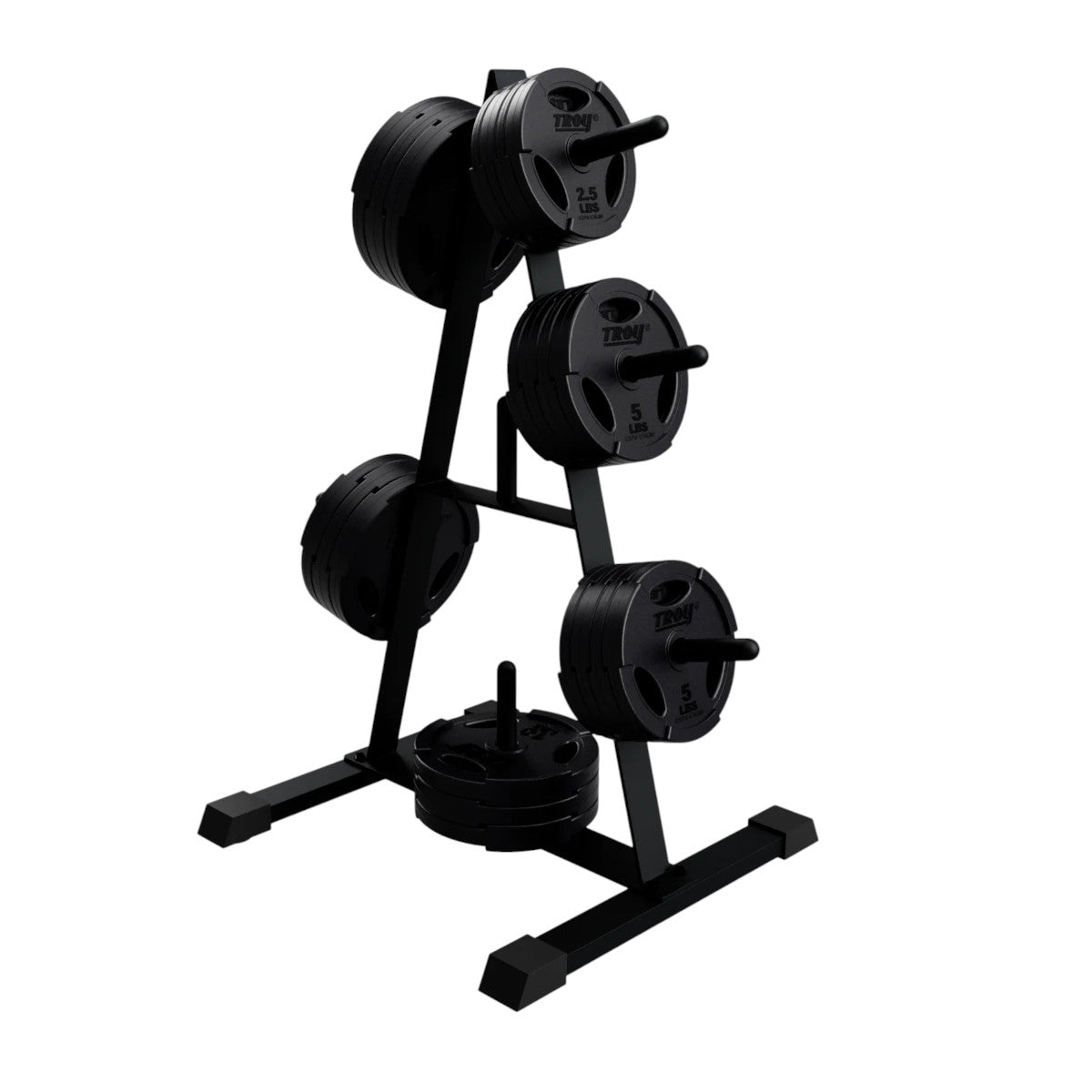 Troy Barbell USA Sports GRSR Standard 1 Inch Plate Rack shown with weight plates.