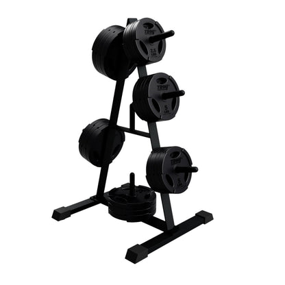 Troy Barbell USA Sports GRSR Standard 1 Inch Plate Rack shown with weight plates.