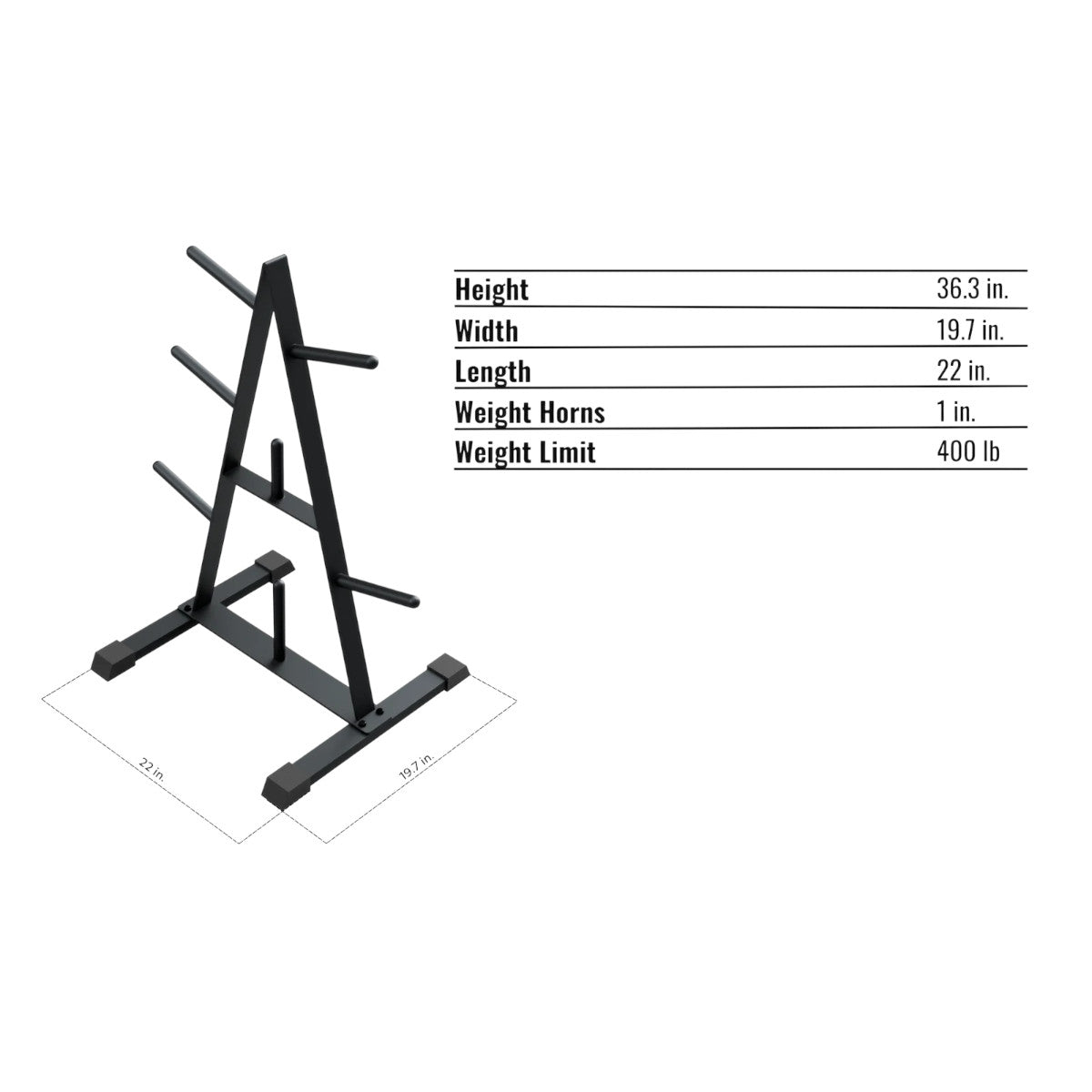 Troy Barbell USA Sports GRSR Standard 1 Inch Plate Rack specifications.