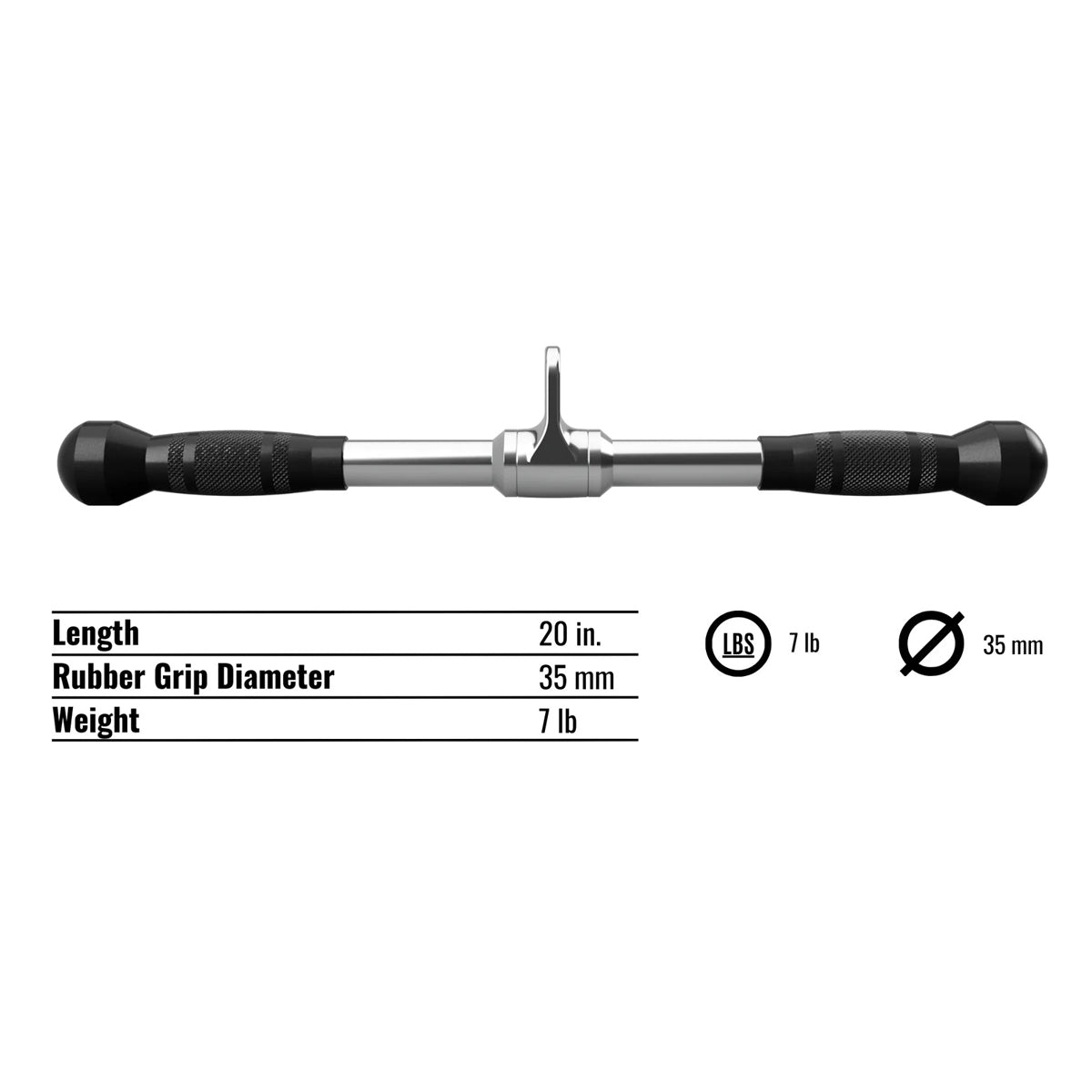 Troy Barbell VTX GSB-20SR Deluxe Straight Bar Rubber Grips specifications.