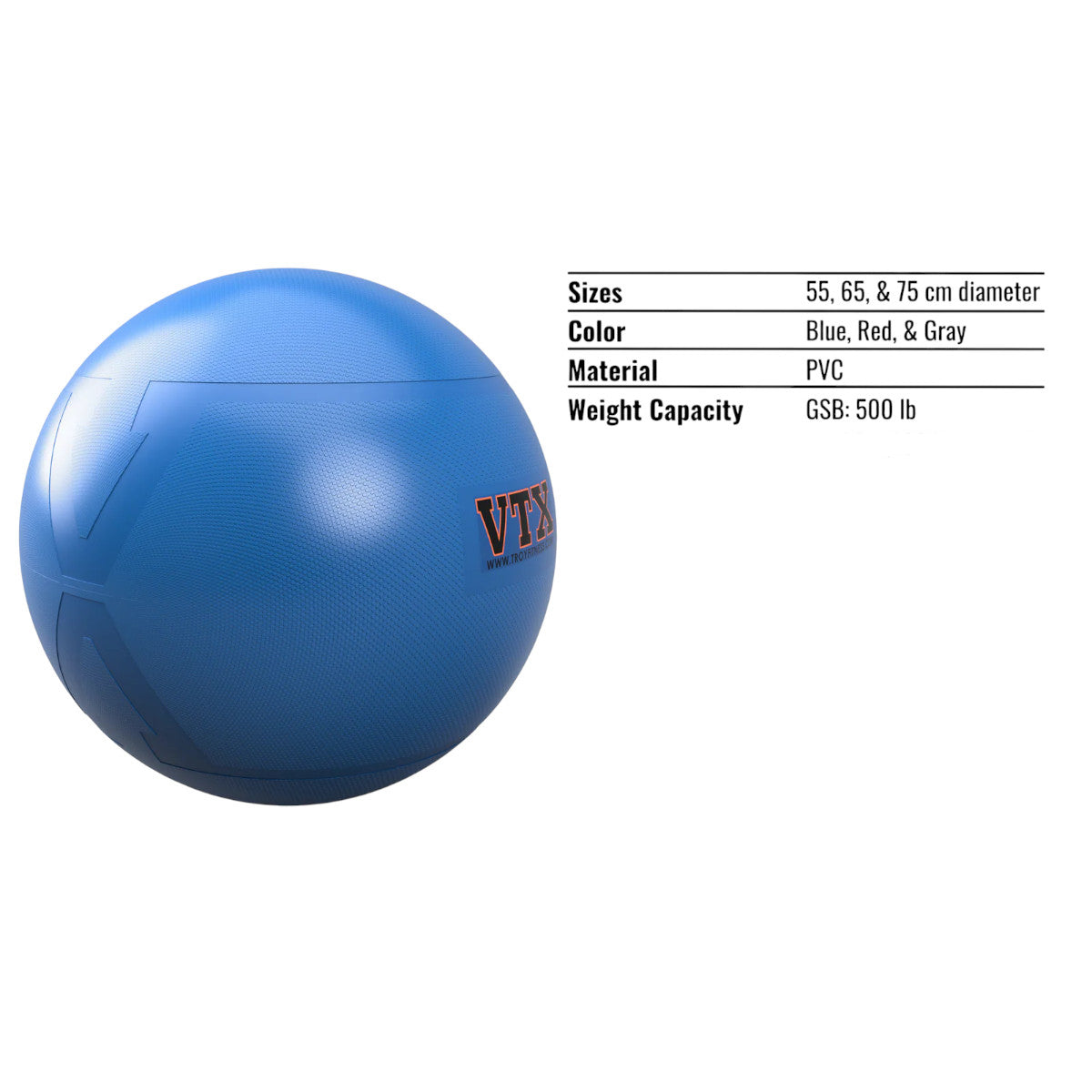 Troy Barbell GSB Stability Ball Specs.