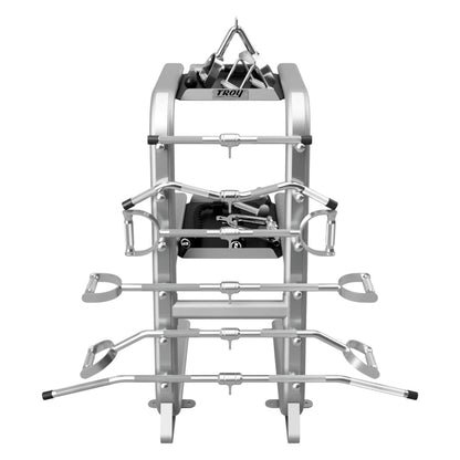 Troy Barbell GTAR-PAC Cable Attachment Accessory Package Silver rack front view.
