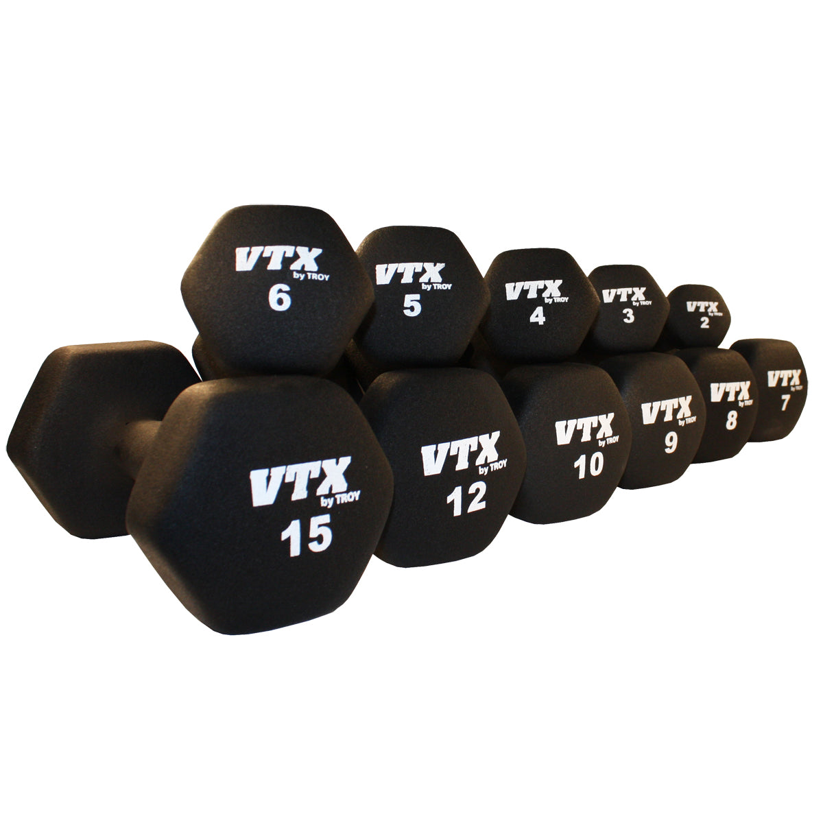 Troy Barbell VTX GTD Black Neoprene Dumbbells.