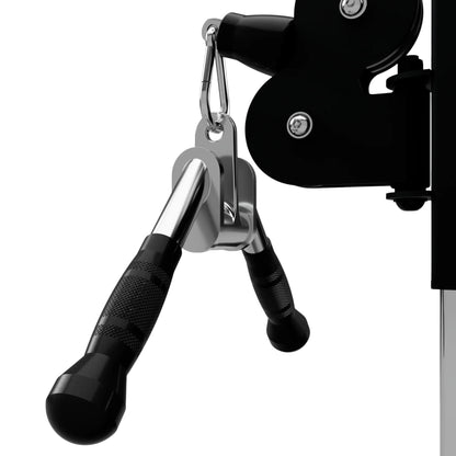 Troy Barbell VTX GTVB-SR Triceps Press Down V Bar with Swivel and Rubber Grips attached to cable-cross.