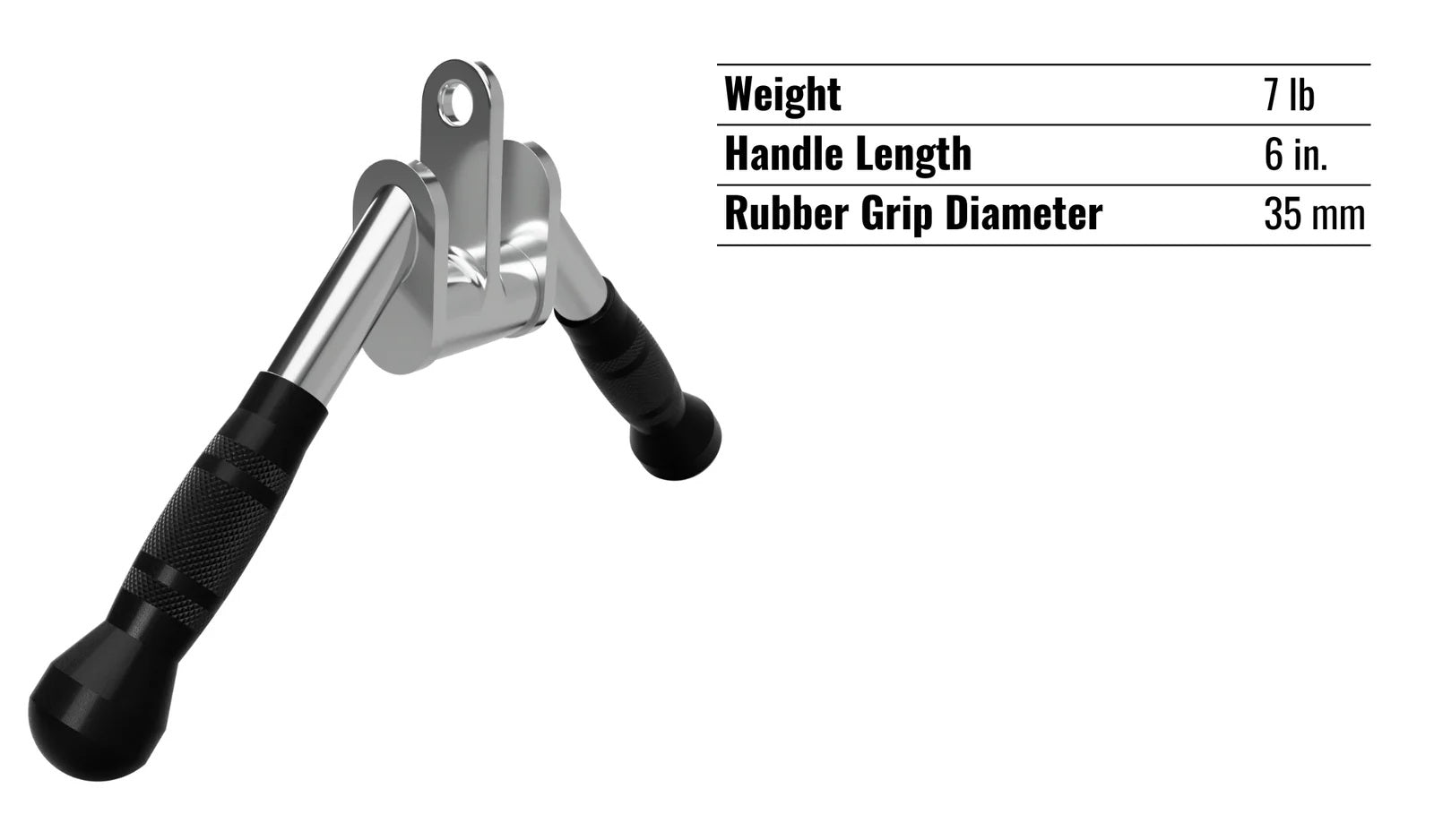Troy Barbell VTX GTVB-SR Triceps Press Down V Bar with Swivel and Rubber Grips Specifications.