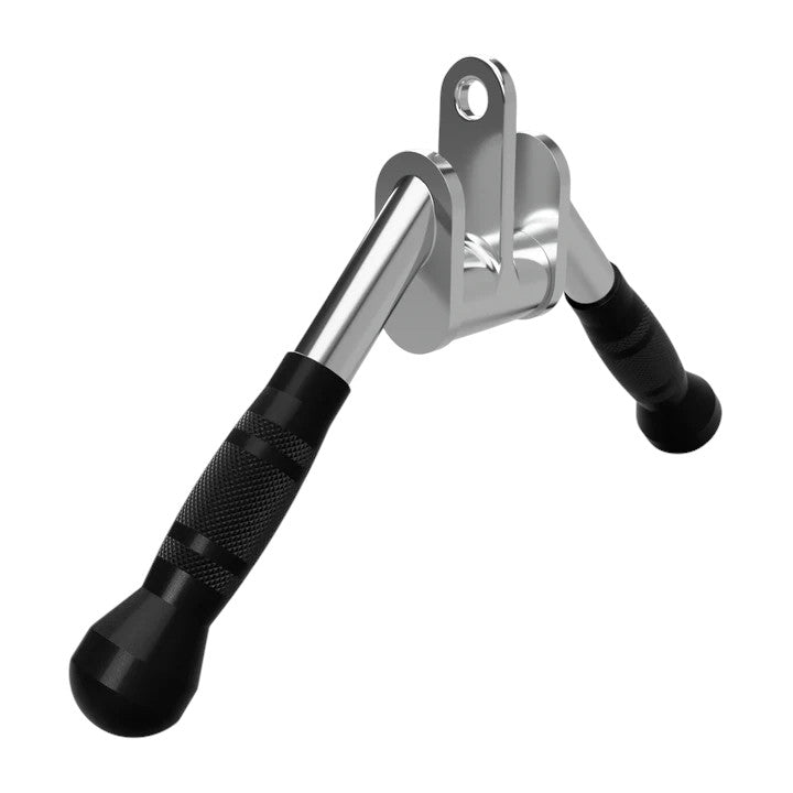 Troy Barbell VTX GTVB-SR Triceps Press Down V Bar with Swivel and Rubber Grips side view.