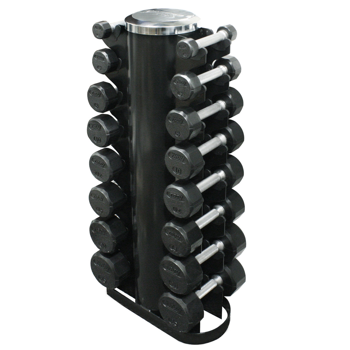 Troy Barbell VERTPAC-TSDR25 TSD-R Rubber Encased Dumbbell Set with GVDR-8 Rack