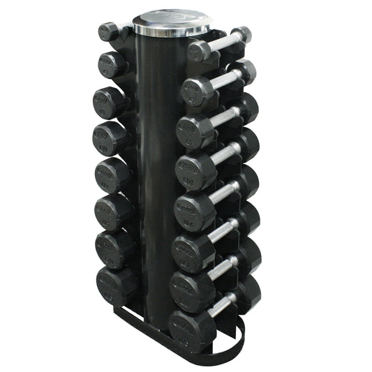 Troy Barbell VERTPAC-TSDR25 TSD-R Rubber Encased Dumbbell Set with GVDR-8 Rack