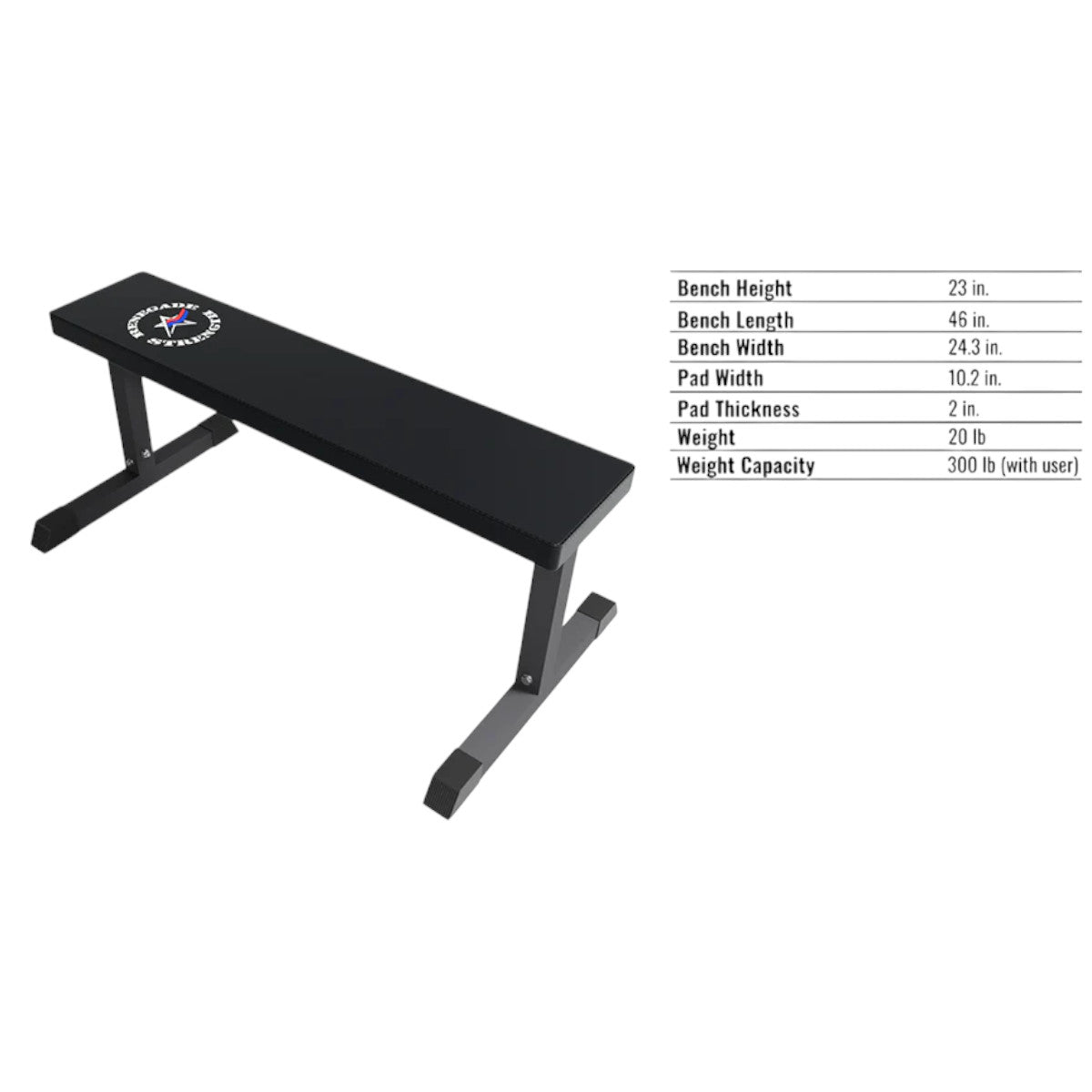 Troy Barbell USA Sports GWS-FB Flat Workout Bench Specifications.