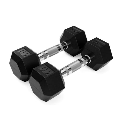 Troy Barbell USA Sports HD-010R Rubber Encased 6-sided 10 lb Dumbbell pair.