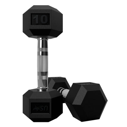 Troy Barbell USA Sports HD-010R Rubber Encased 6-sided 10 lb Dumbbell.