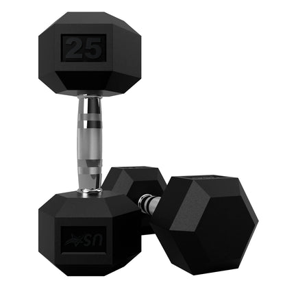 Troy Barbell USA Sports HD-025R Rubber Encased 6-sided 25 lb Dumbbell.