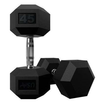 Troy Barbell USA Sports HD-045R Rubber Encased 6-sided 45 lb Dumbbell.
