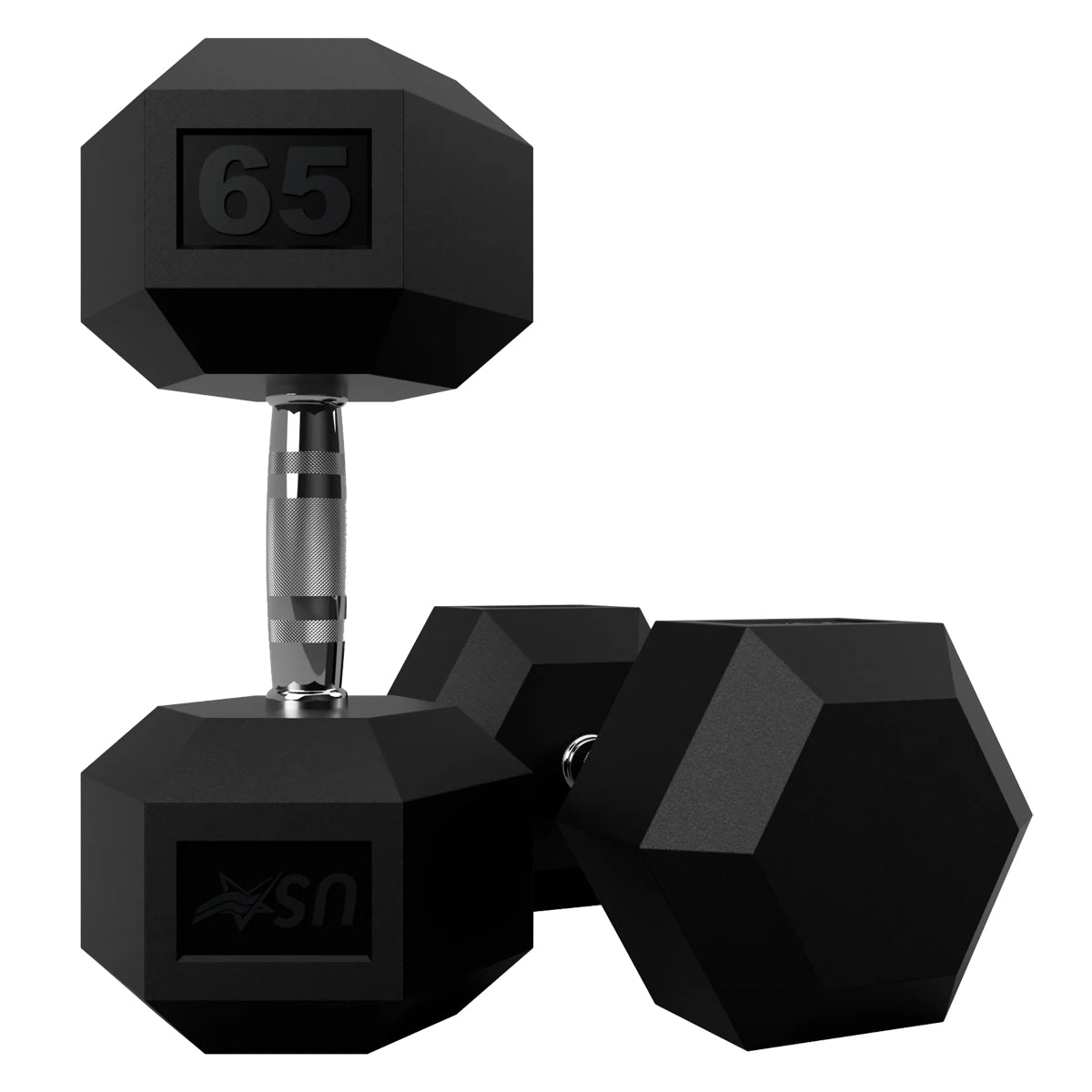 Troy Barbell USA Sports HD-065R Rubber Encased 6-sided 65 lb Dumbbell pair.