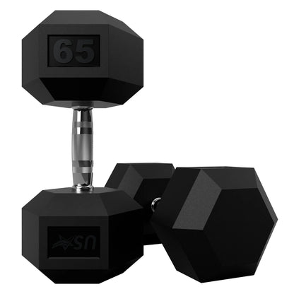 Troy Barbell USA Sports HD-065R Rubber Encased 6-sided 65 lb Dumbbell pair.