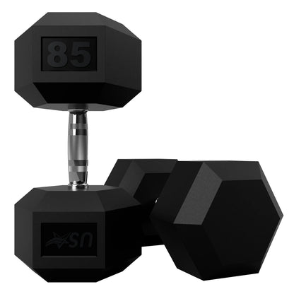 Troy Barbell USA Sports HD-085R Rubber Encased 6-sided 85 lb Dumbbell pair.