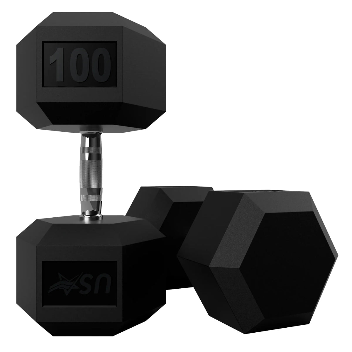 Troy Barbell USA Sports HD-100R Rubber Encased 6-sided 100 lb Dumbbell pair.