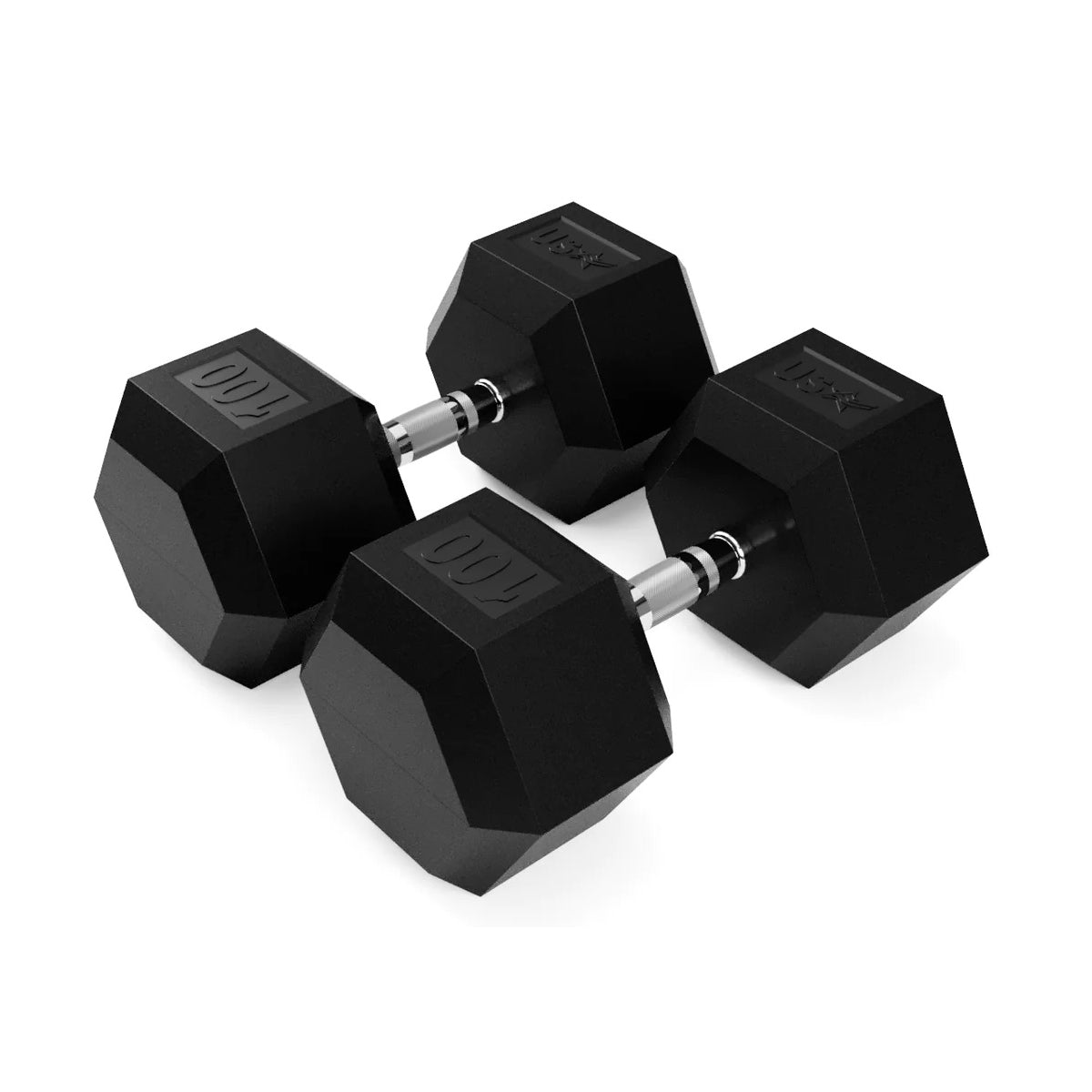 Troy Barbell USA Sports HD-100R Rubber Encased 6-sided 100 lb Dumbbells.