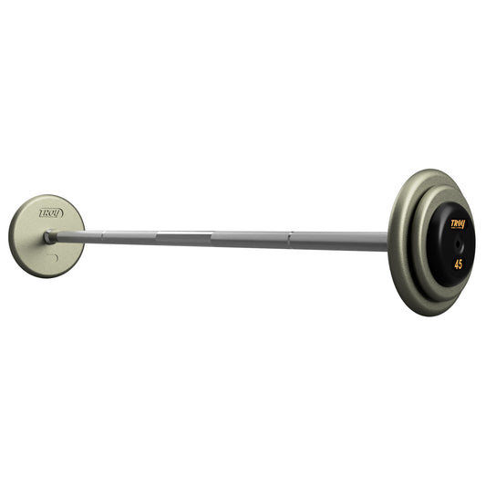 Troy Barbell HFB-R Pro Style Straight Gray Barbell Black End Cap Sets.