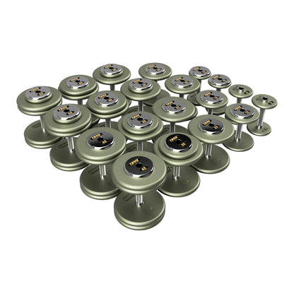 Troy Barbell HFD Pro Style Gray plates, straight handle with chrome end caps Dumbbells 5 to 50 lb set.