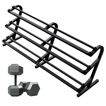 Troy Barbell USA Sports IHD Iron Hex Dumbbell Set - 5 to 100LB with TDR-3 Rack.