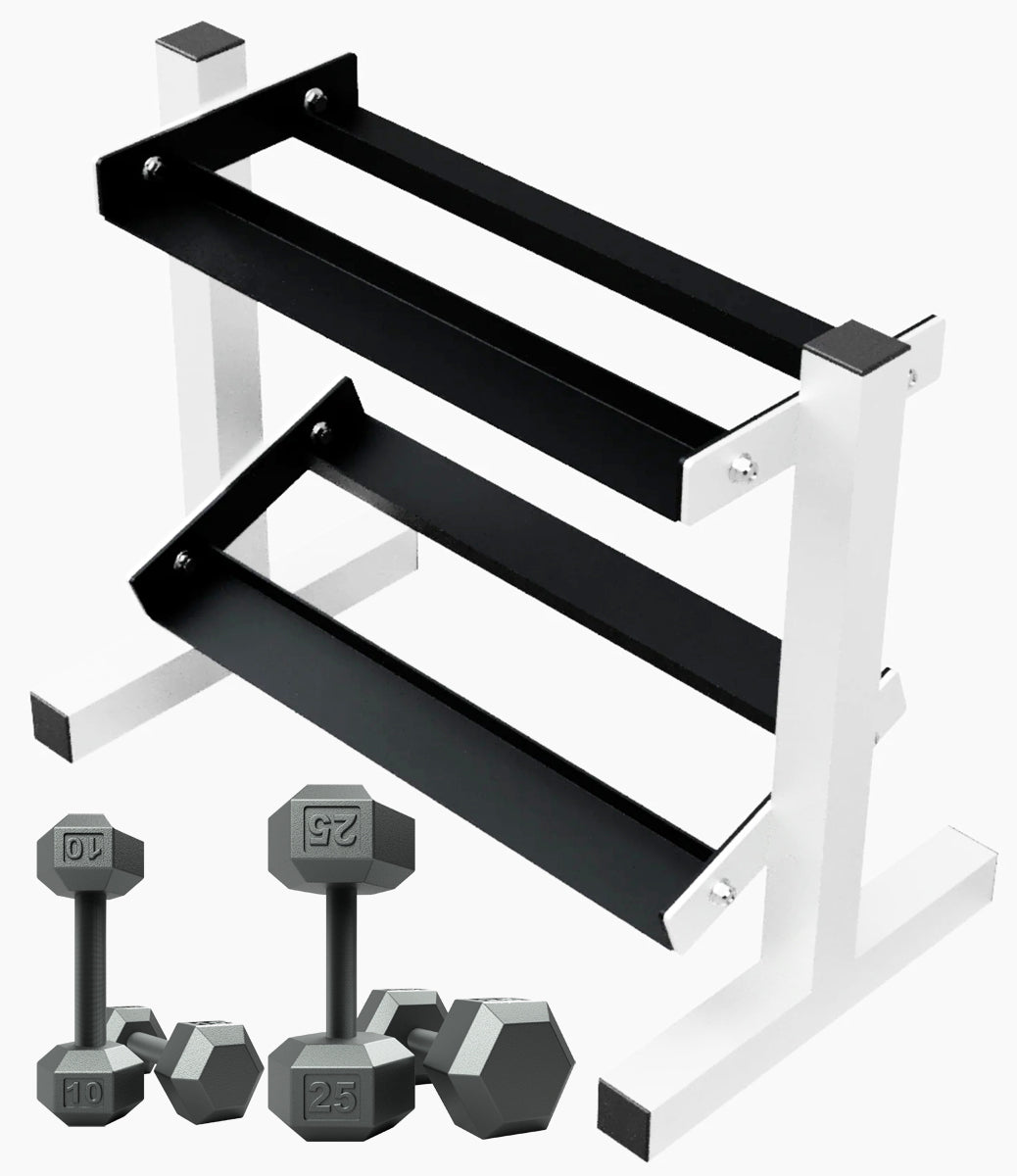 Troy Barbell USA Sports IHD Iron Hex Dumbbell Set - 5 to 25LB w/Rack.