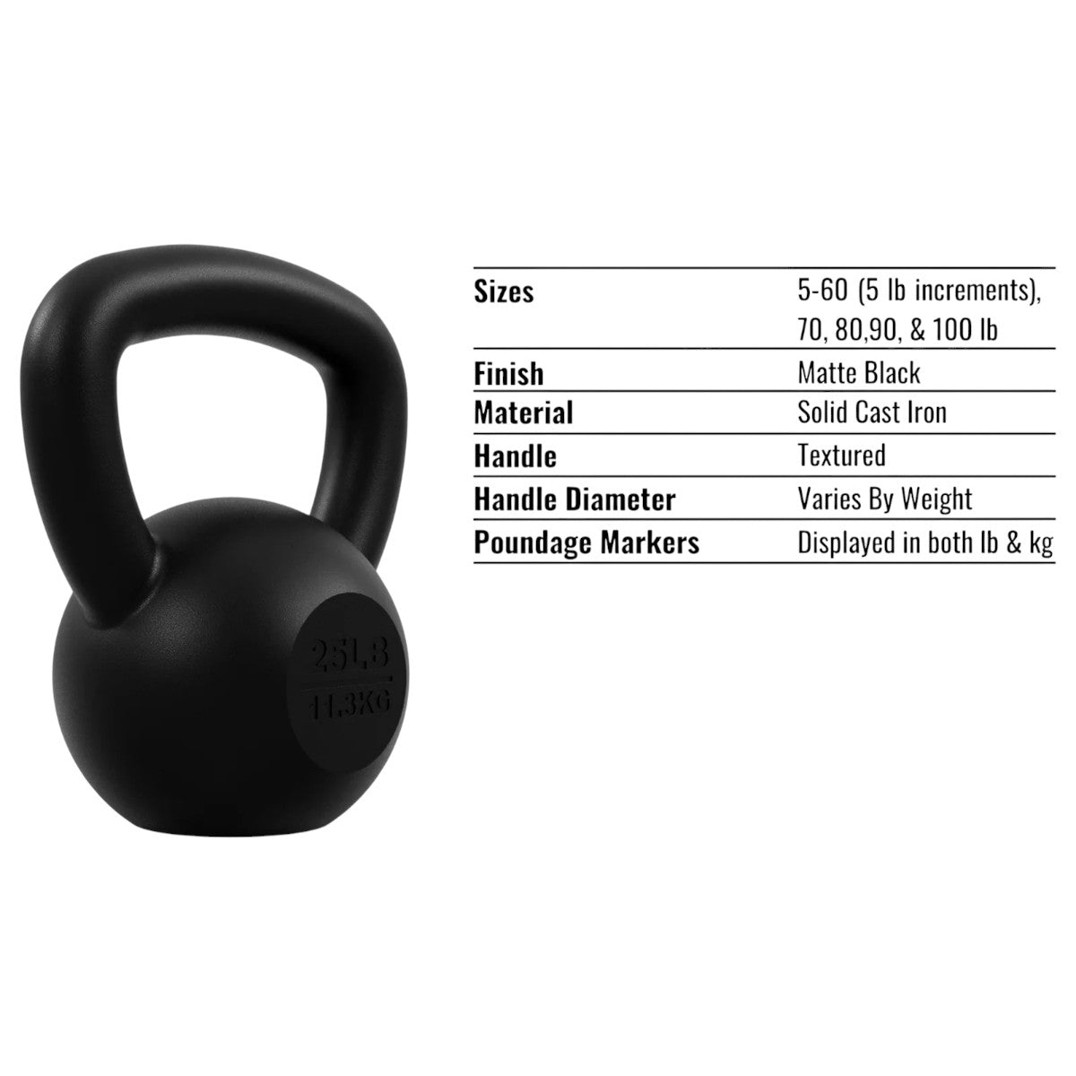 Troy Barbell VTX KB-G2 Cast Iron Kettlebell specs.