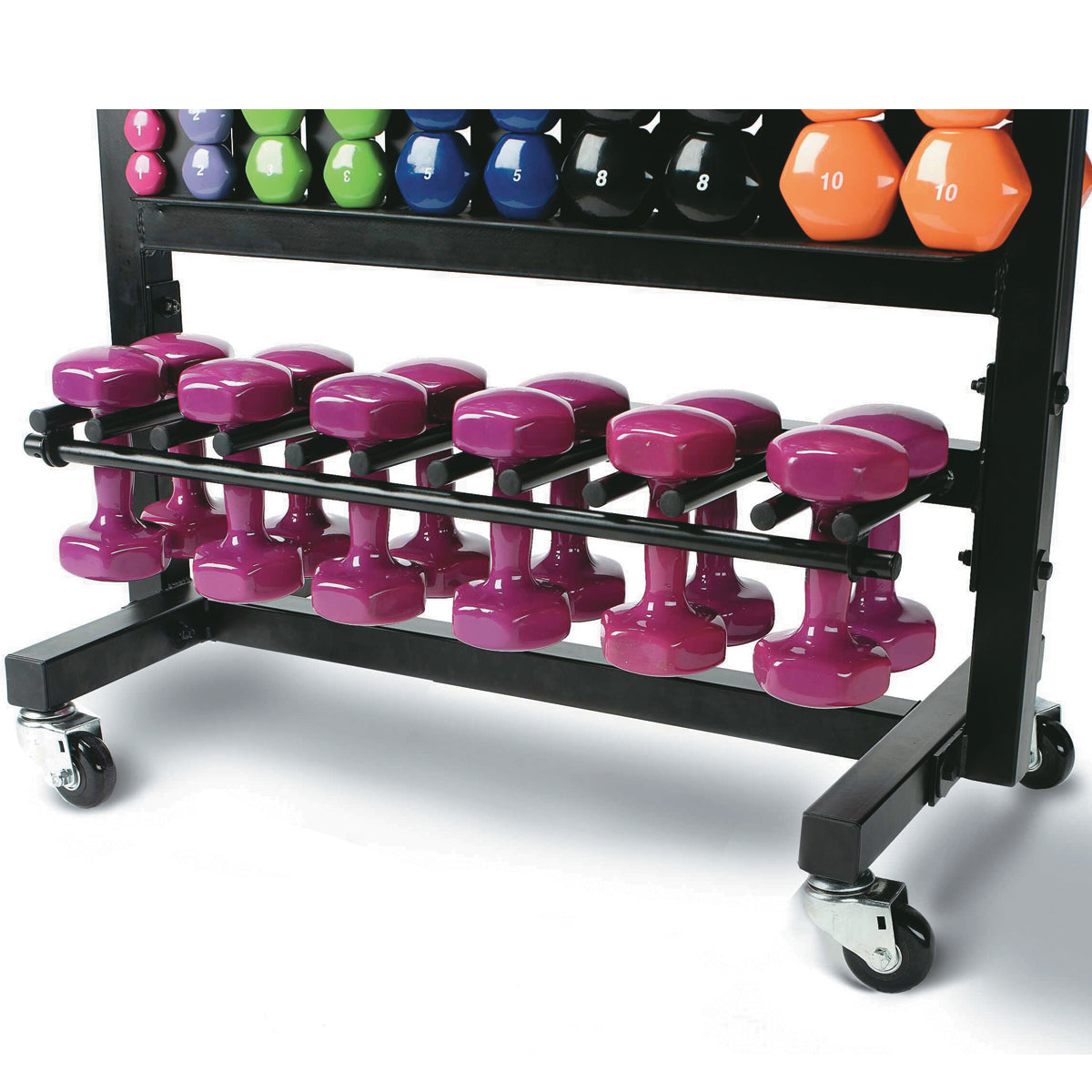 Troy Barbell Aerobic Pac MDR-ACCE Accessory Rack with dumbbells.