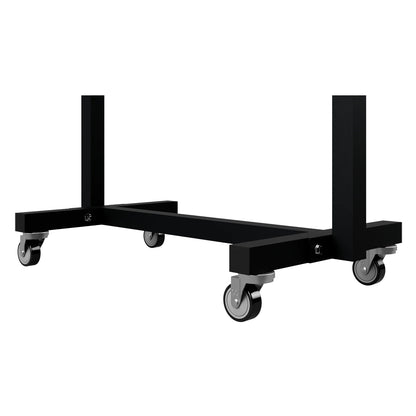 Troy Barbell MDR-CAST rack casters shown on rack.