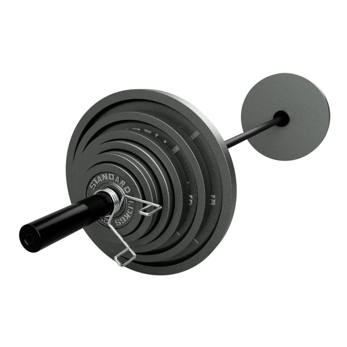 Barbell with weight plates on a white background