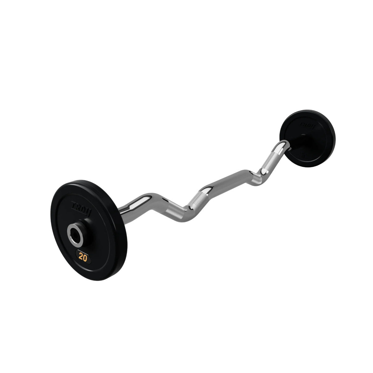 Troy Barbell RUFC Pro Style 20LB EZ Curl Rubber Encased Barbell on white background