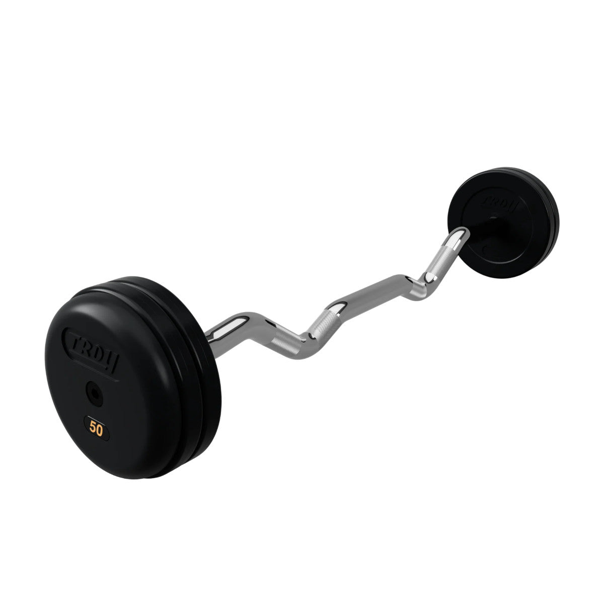 Troy Barbell RUFC Pro Style 50LB EZ Curl Rubber Encased Barbell on white background