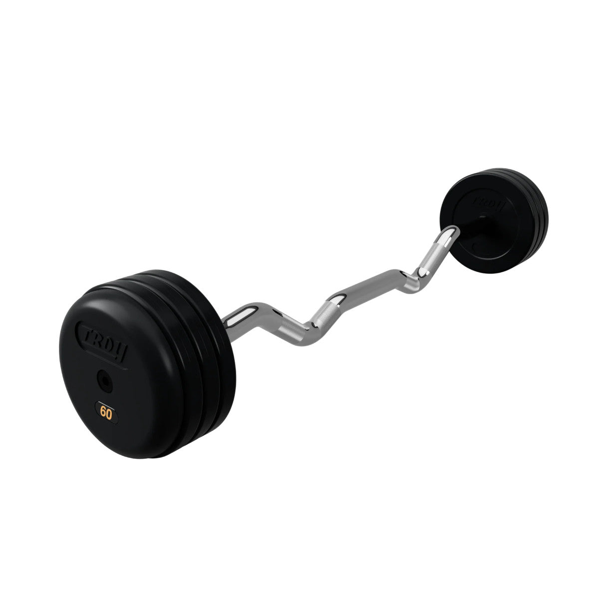 Troy Barbell RUFC Pro Style 60LB EZ Curl Rubber Encased Barbell on white background