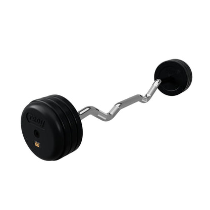 Troy Barbell RUFC Pro Style 60LB EZ Curl Rubber Encased Barbell on white background