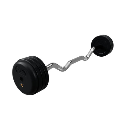 Troy Barbell RUFC Pro Style 70LB EZ Curl Rubber Encased Barbell on white background