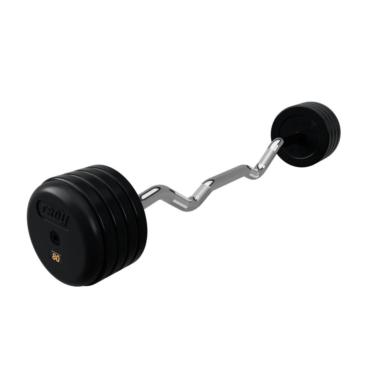 Troy Barbell RUFC Pro Style 80LB EZ Curl Rubber Encased Barbell on white background